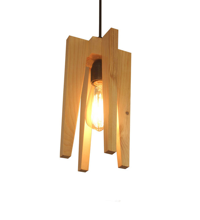 Jet Beige Wooden Single Hanging Lamp