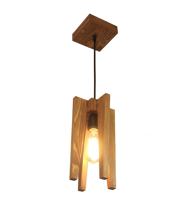 Jet Brown Wooden Single Hanging Lamp