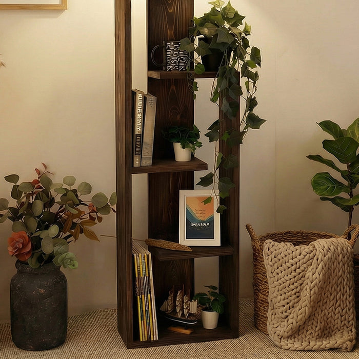 Jordan Wooden Floor Lamp with Brown Base and Jute Fabric Lampshade