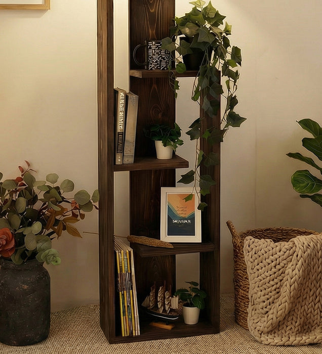 Jordan Wooden Floor Lamp with Brown Base and Jute Fabric Lampshade