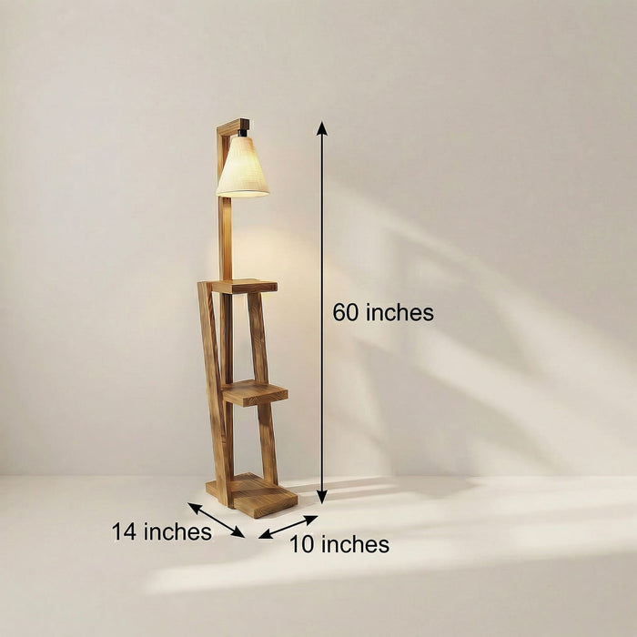 Julia Wooden Shelf Floor Lamp with Jute Lampshade