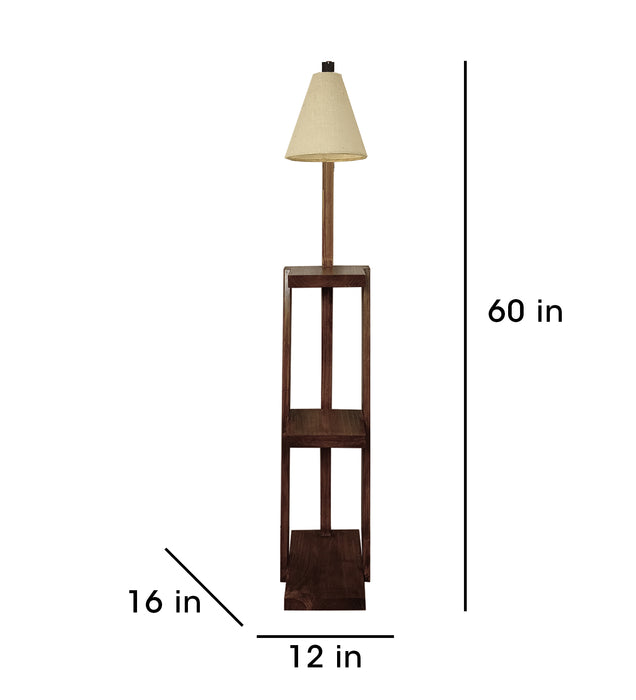 Julia Wooden Floor Lamp with Brown Base and Jute Fabric Lampshade