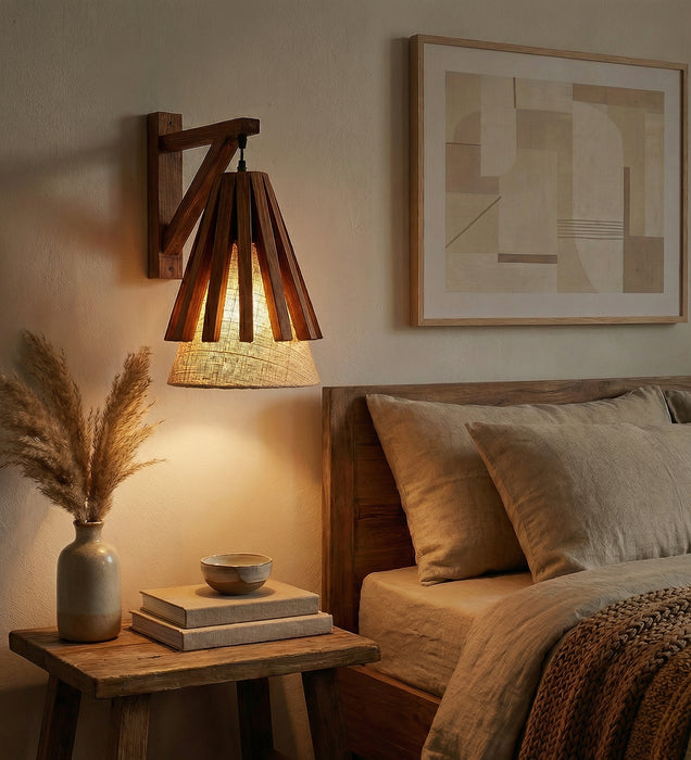 Killi L Brown Wooden Wall Light