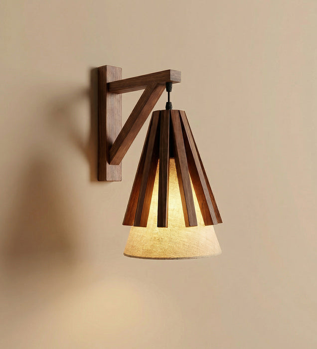 Killi L Brown Wooden Wall Light