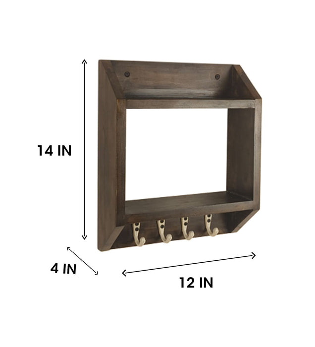 Kingston Wooden Wall Shelf Organiser with Key Holders