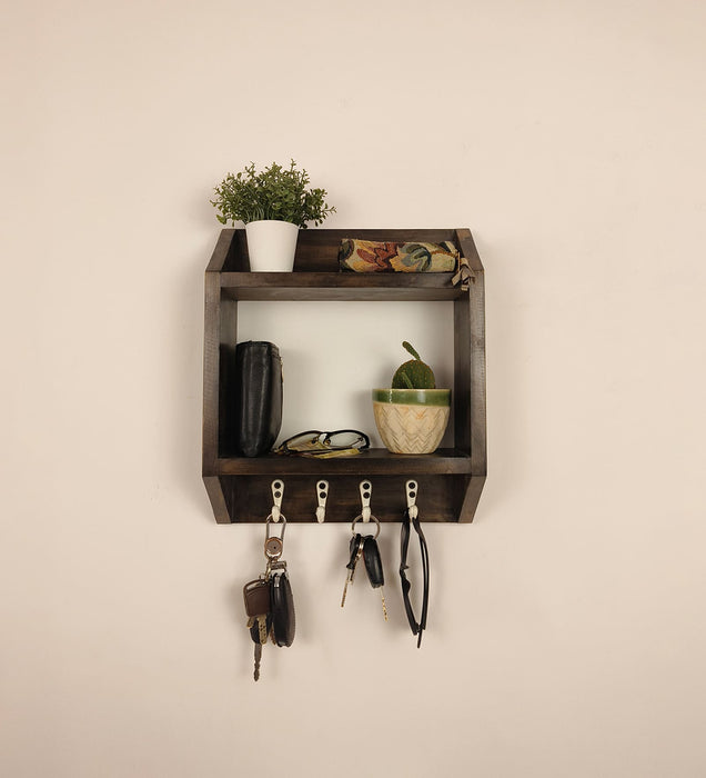 Kingston Wooden Wall Shelf Organiser with Key Holders