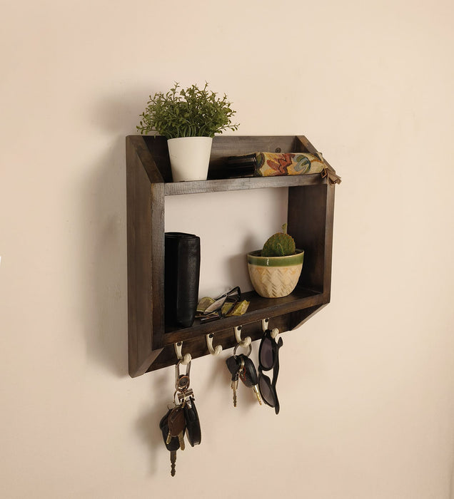 Kingston Wooden Wall Shelf Organiser with Key Holders