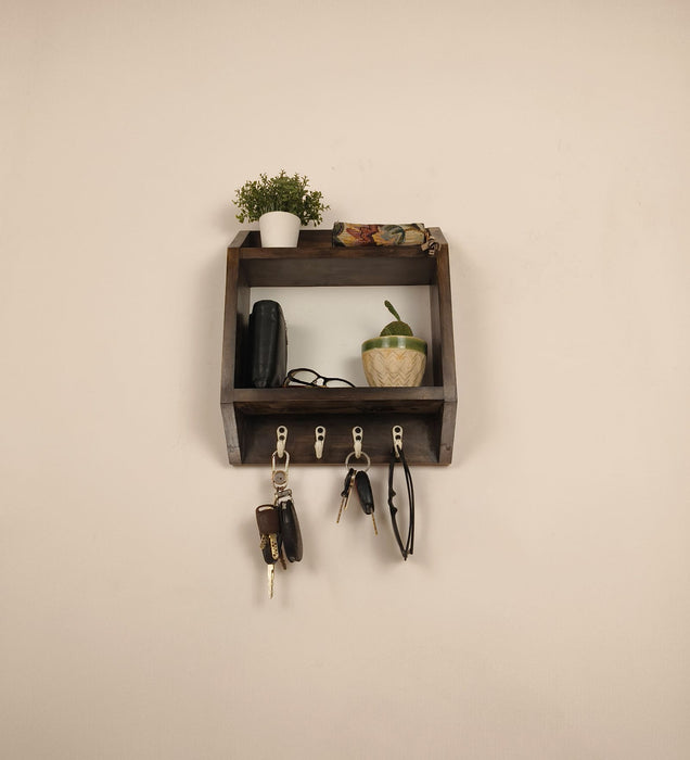 Kingston Wooden Wall Shelf Organiser with Key Holders