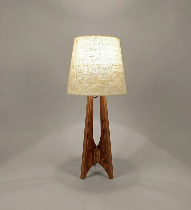 Laurent Brown Wooden Table Lamp with White Jute Lampshade