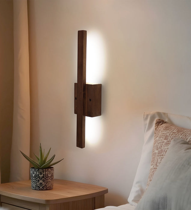 Lineo Brown Wooden LED Wall Light