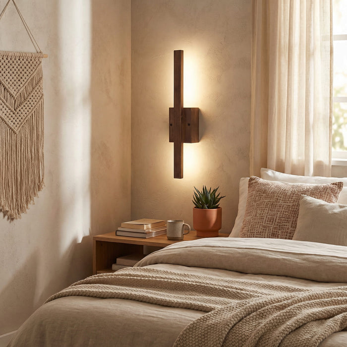 Lineo Brown Wooden LED Wall Light