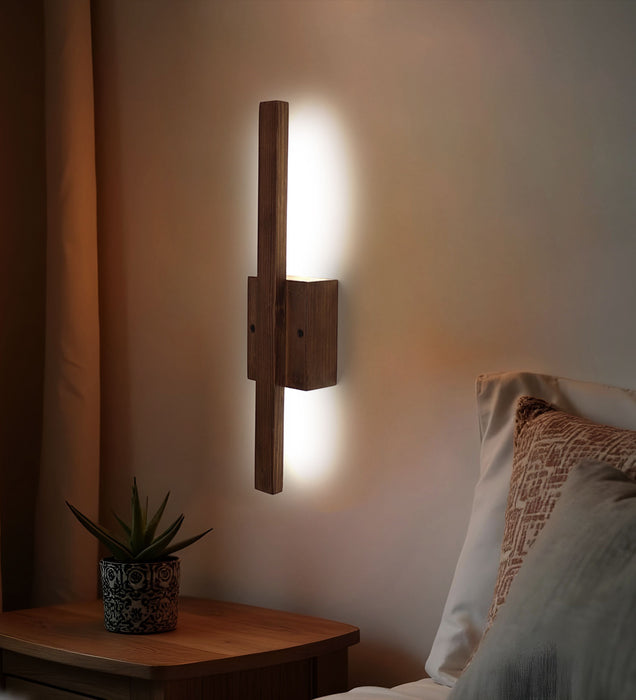 Lineo Brown Wooden LED Wall Light