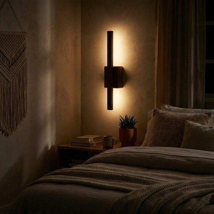 Lineo Brown Wooden LED Wall Light