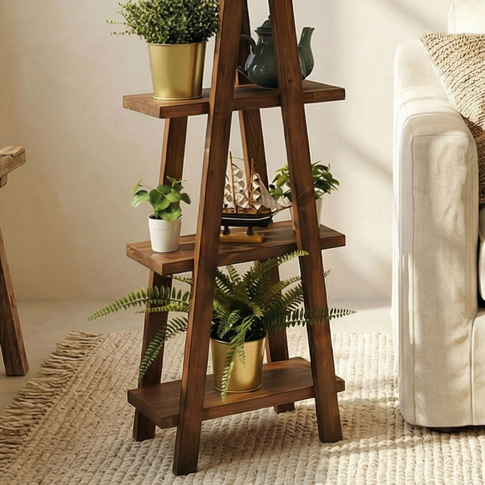Louise Wooden Floor Lamp with Brown Base and Jute Fabric Lampshade