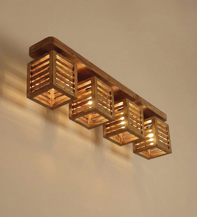Lyon Brown Wooden 4 Series Ceiling Lamp