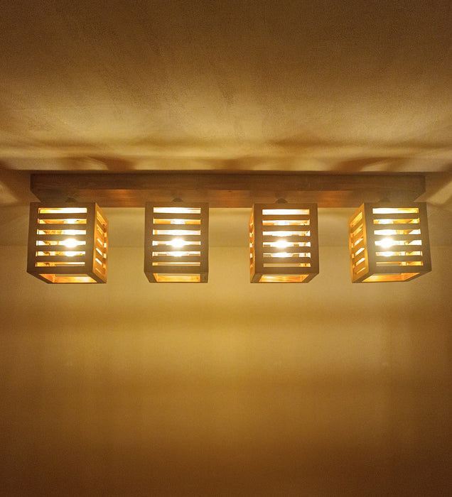Lyon Brown Wooden 4 Series Ceiling Lamp