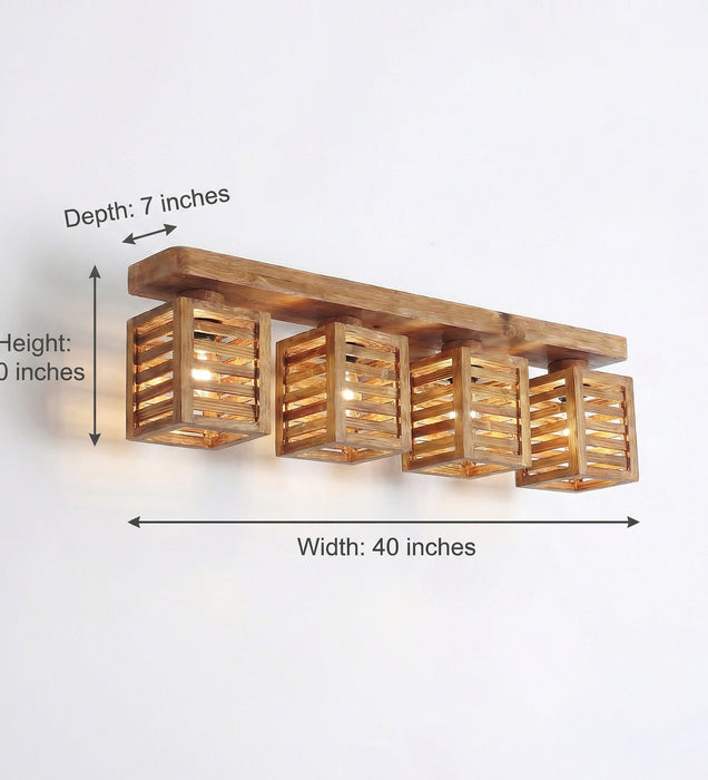 Lyon Brown Wooden 4 Series Ceiling Lamp
