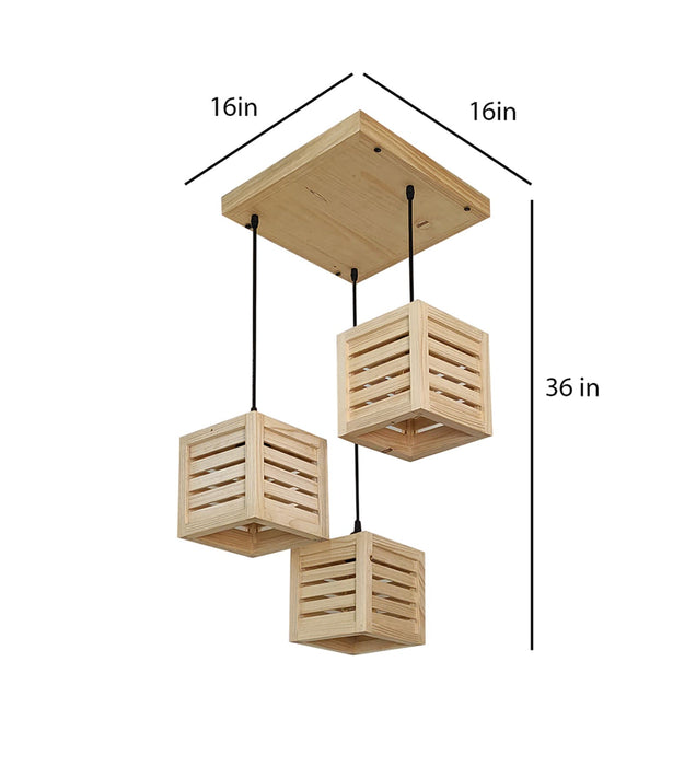 Lyon Beige Wooden Cluster Hanging Lamp