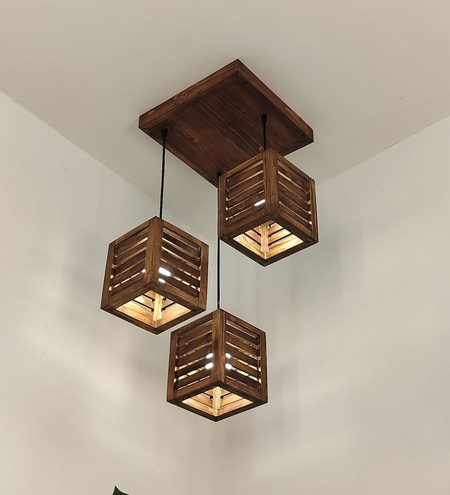 Lyon Brown Wooden Cluster Hanging Lamp