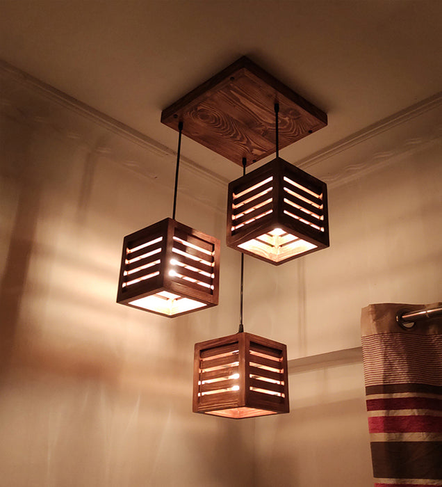 Lyon Brown Wooden Cluster Hanging Lamp