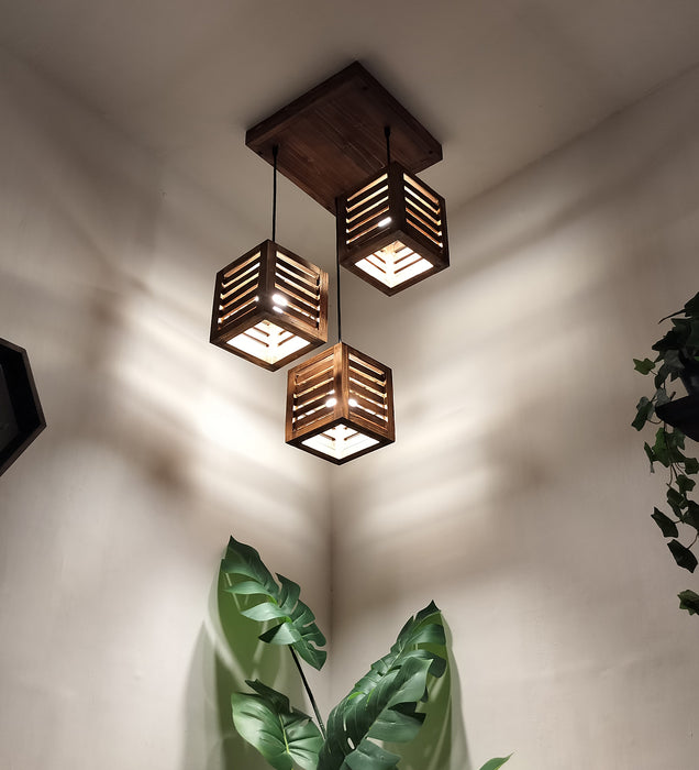 Lyon Brown Wooden Cluster Hanging Lamp