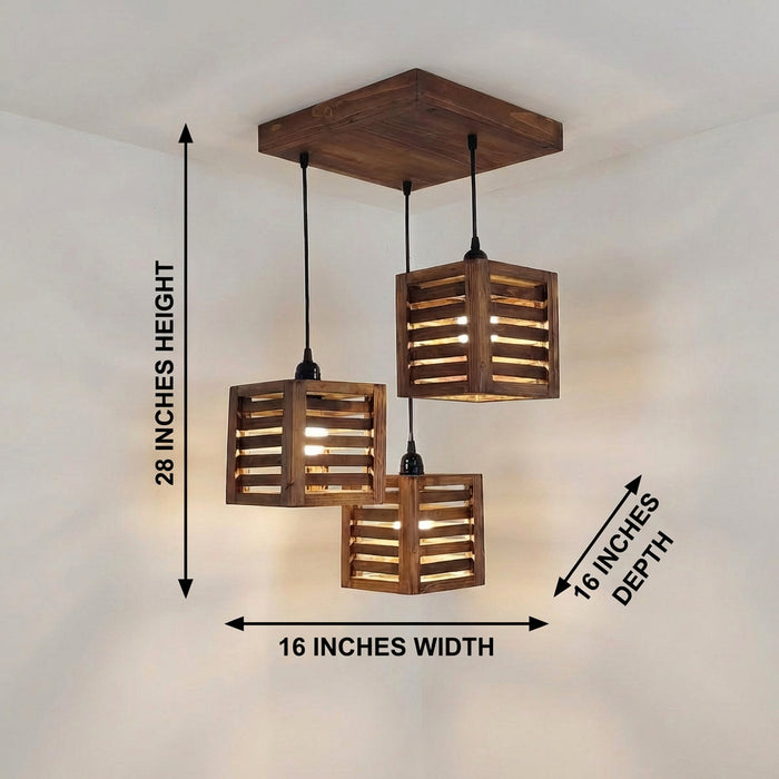 Lyon Brown Wooden Cluster Hanging Lamp