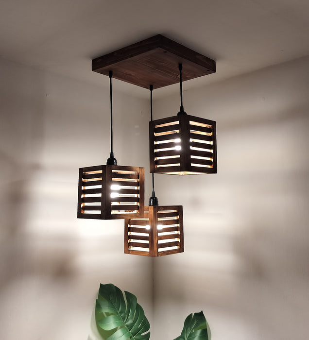 Lyon Brown Wooden Cluster Hanging Lamp