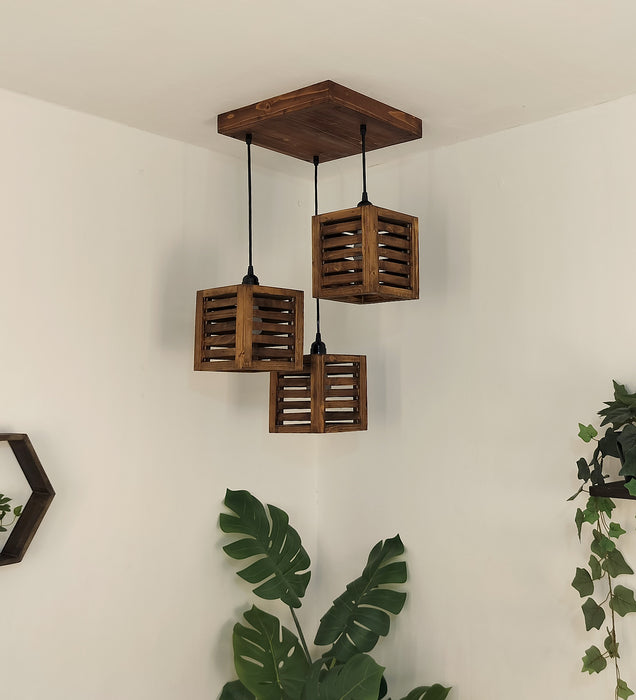 Lyon Brown Wooden Cluster Hanging Lamp