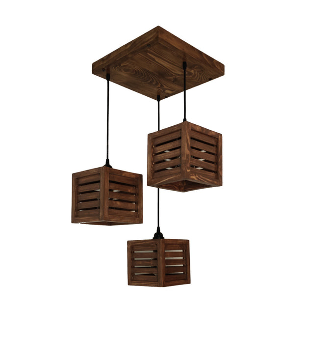 Lyon Brown Wooden Cluster Hanging Lamp