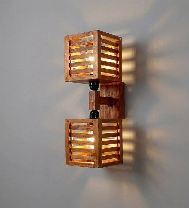 Lyon Duo Brown Wooden Wall Light