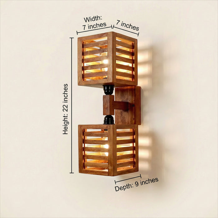 Lyon Duo Brown Wooden Wall Light