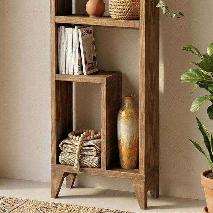 Mart 3 Tier Brown Solid Wood End Table