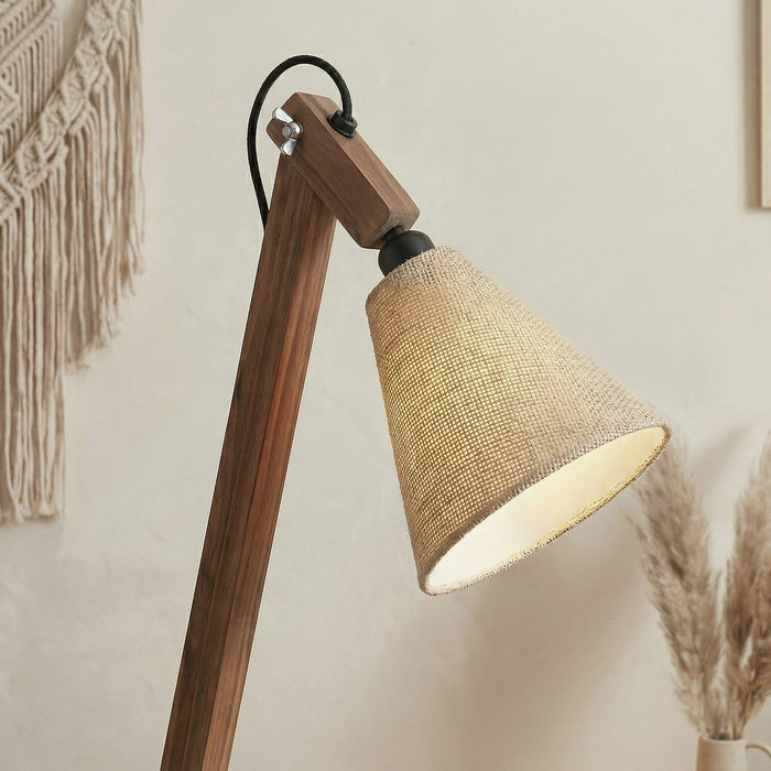 Melman Wooden Reading Floor Lamp with Jute Lampshade