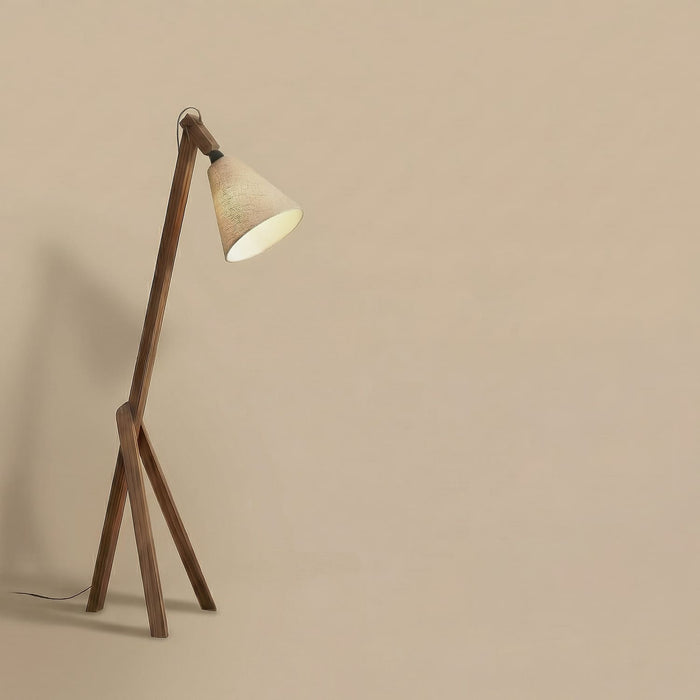 Melman Wooden Reading Floor Lamp with Jute Lampshade