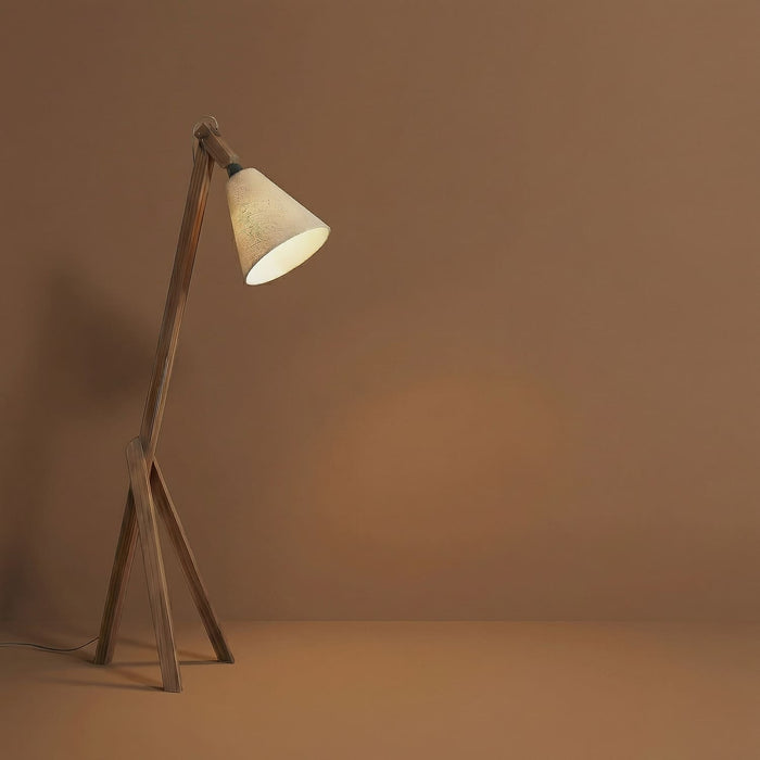 Melman Wooden Reading Floor Lamp with Jute Lampshade