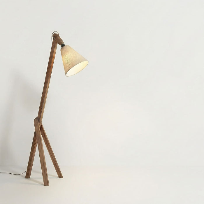 Melman Wooden Reading Floor Lamp with Jute Lampshade