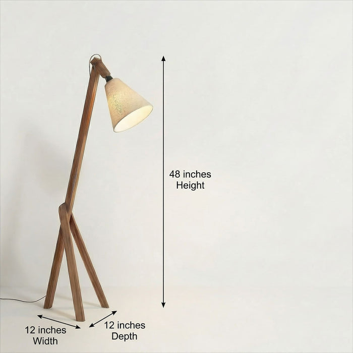 Melman Wooden Reading Floor Lamp with Jute Lampshade