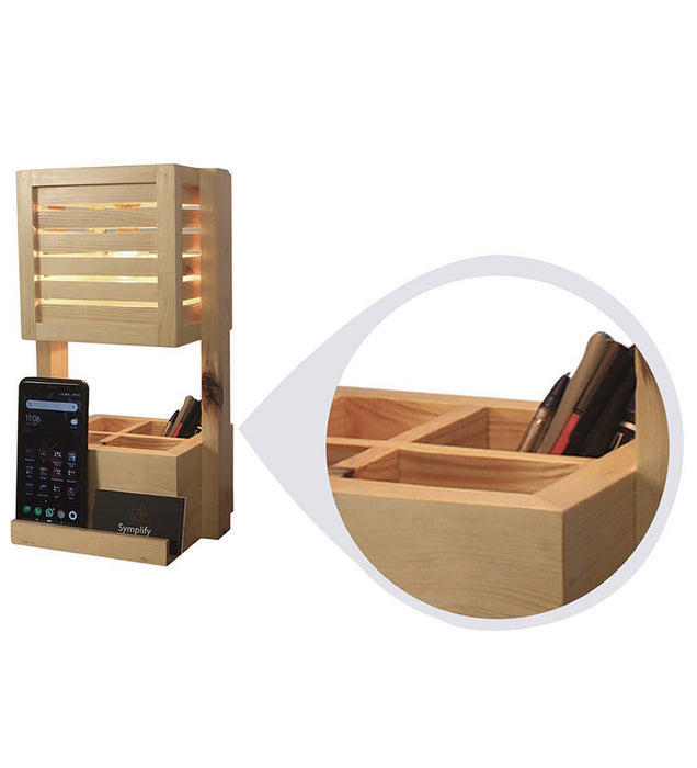 Minister Wooden Table Lamp With Desk Organiser