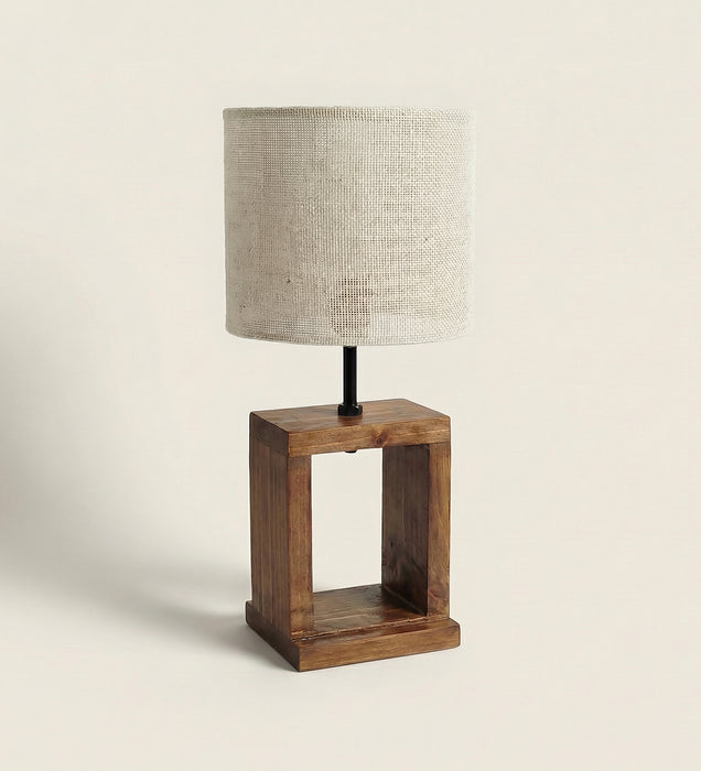 Moby Brown Wooden Table Lamp with Fabric Lampshade