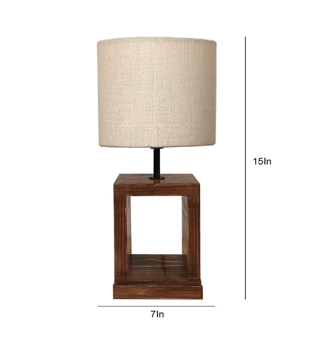Moby Brown Wooden Table Lamp with Fabric Lampshade