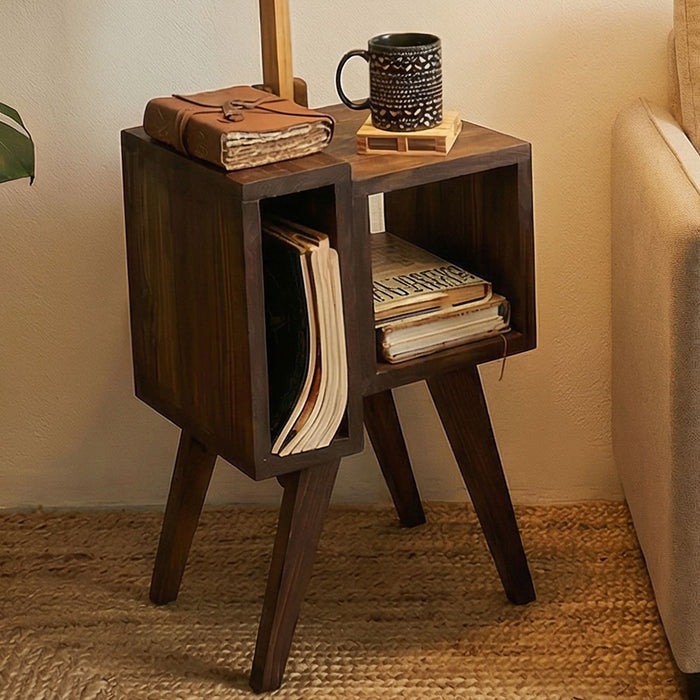 Noel Wooden Floor Lamp with Brown Base and Jute Fabric Lampshade