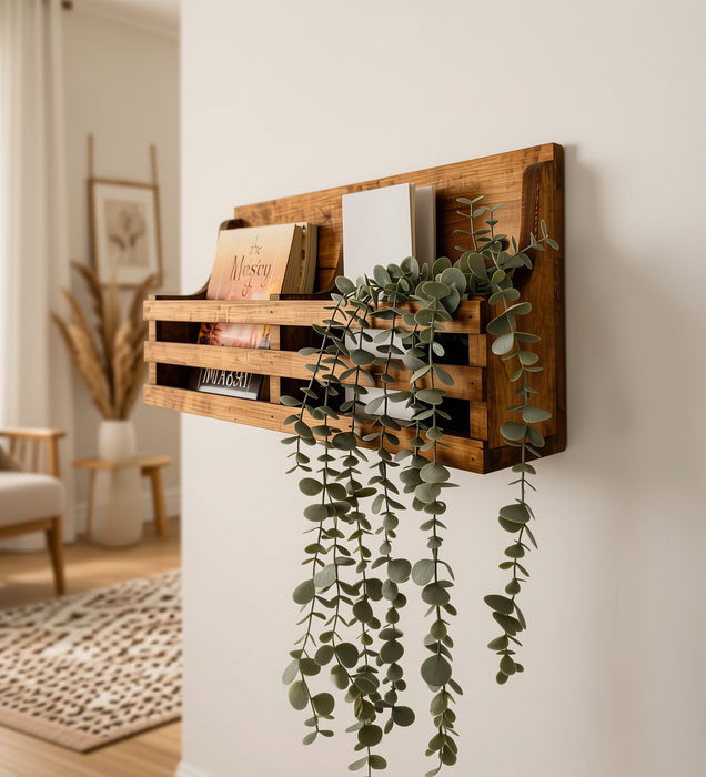 Norita Wooden Wall Shelf Organiser with Key Holders