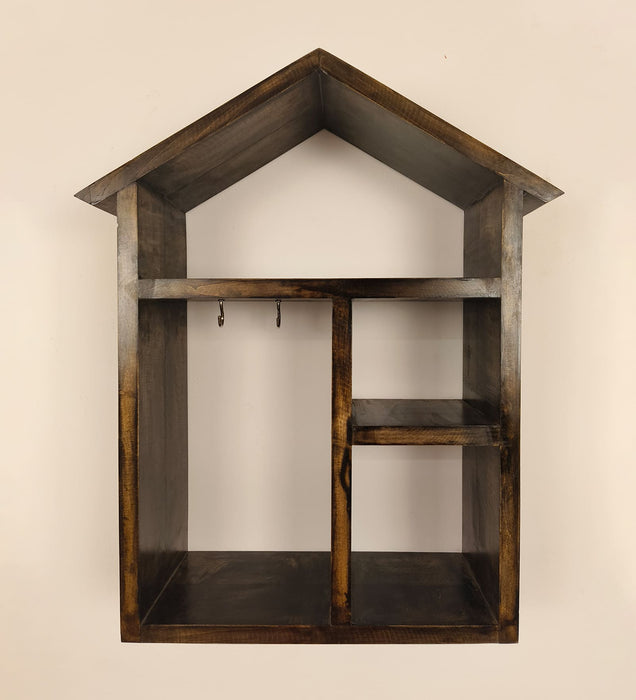 OCTAVIUS Wooden Wall Shelf Organiser with Key Holders