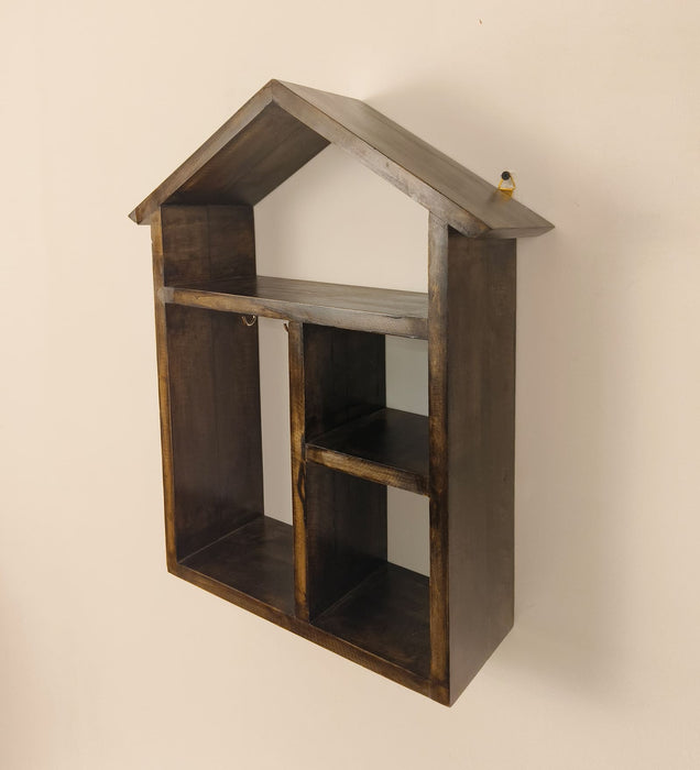 OCTAVIUS Wooden Wall Shelf Organiser with Key Holders