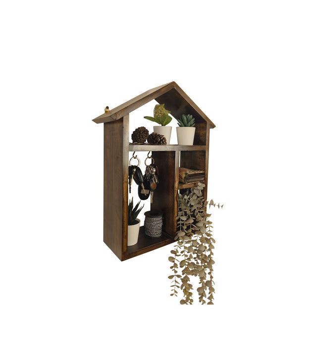OCTAVIUS Wooden Wall Shelf Organiser with Key Holders