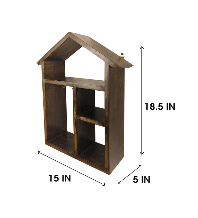 OCTAVIUS Wooden Wall Shelf Organiser with Key Holders