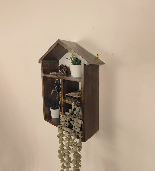 OCTAVIUS Wooden Wall Shelf Organiser with Key Holders