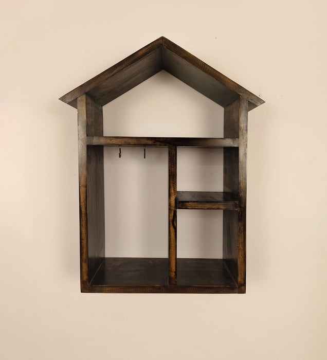 OCTAVIUS Wooden Wall Shelf Organiser with Key Holders