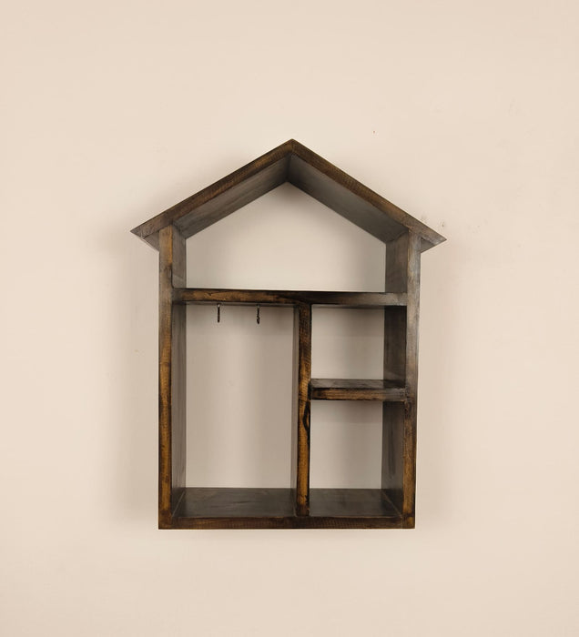 OCTAVIUS Wooden Wall Shelf Organiser with Key Holders