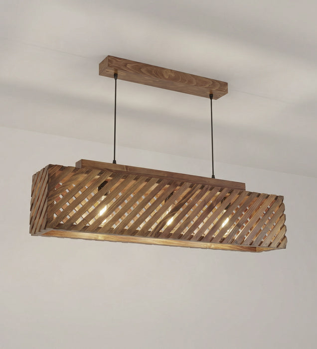 Oblique 36 Centrum Brown Wooden 3 Series Hanging Lamp